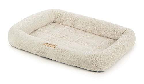 PoochPlanet LuxuLounger Crate Mat, Dog Bed, Cushioned, Durable Plush, Soft, Textured, Bolstered, Cream, Small (20x14.5) - PawsPlanet Australia