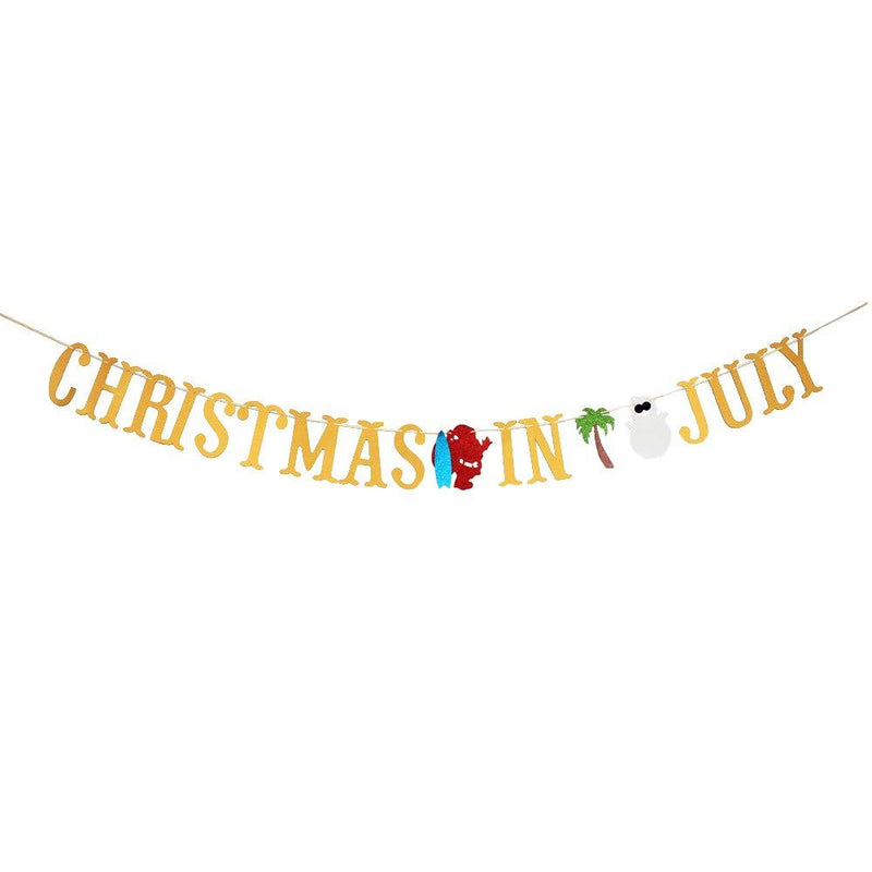 MAGQOO Gold Glitter Christmas In July Banner Garland Photo Props July Chrismtas Party Decor - PawsPlanet Australia