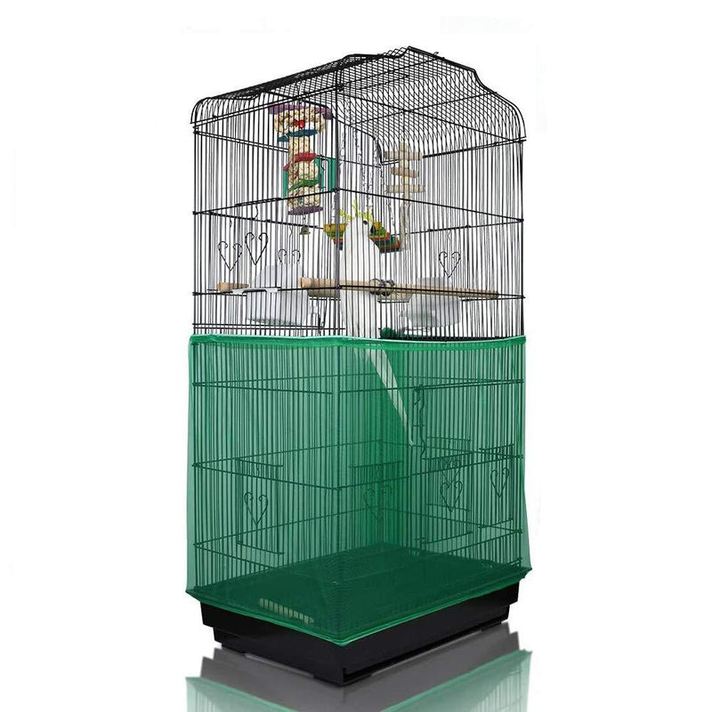 ASOCEA Extra Large Bird Cage Seed Catcher Seeds Guard Skirt Birdcage Nylon Mesh Netting Parrot Parakeet Lovebirds Round Square Cage - Green (Not Include Birdcage) - PawsPlanet Australia