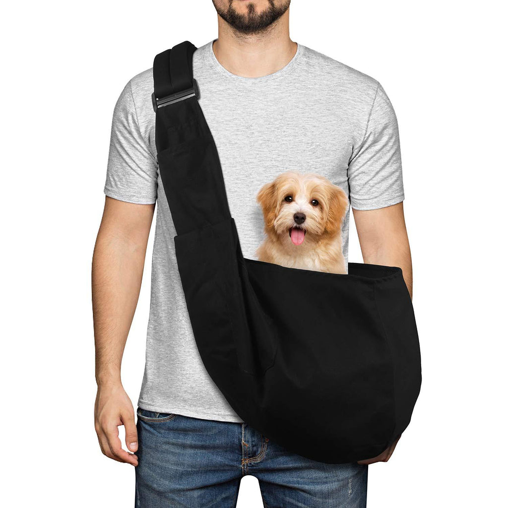 [Australia] - YUDODO Pet Dog Sling Carrier Bag Adjustable Padded Strap Dog Purse Tote Hand Free Safe Mesh Pet Carrier for Small Medium Dog Cat Black 