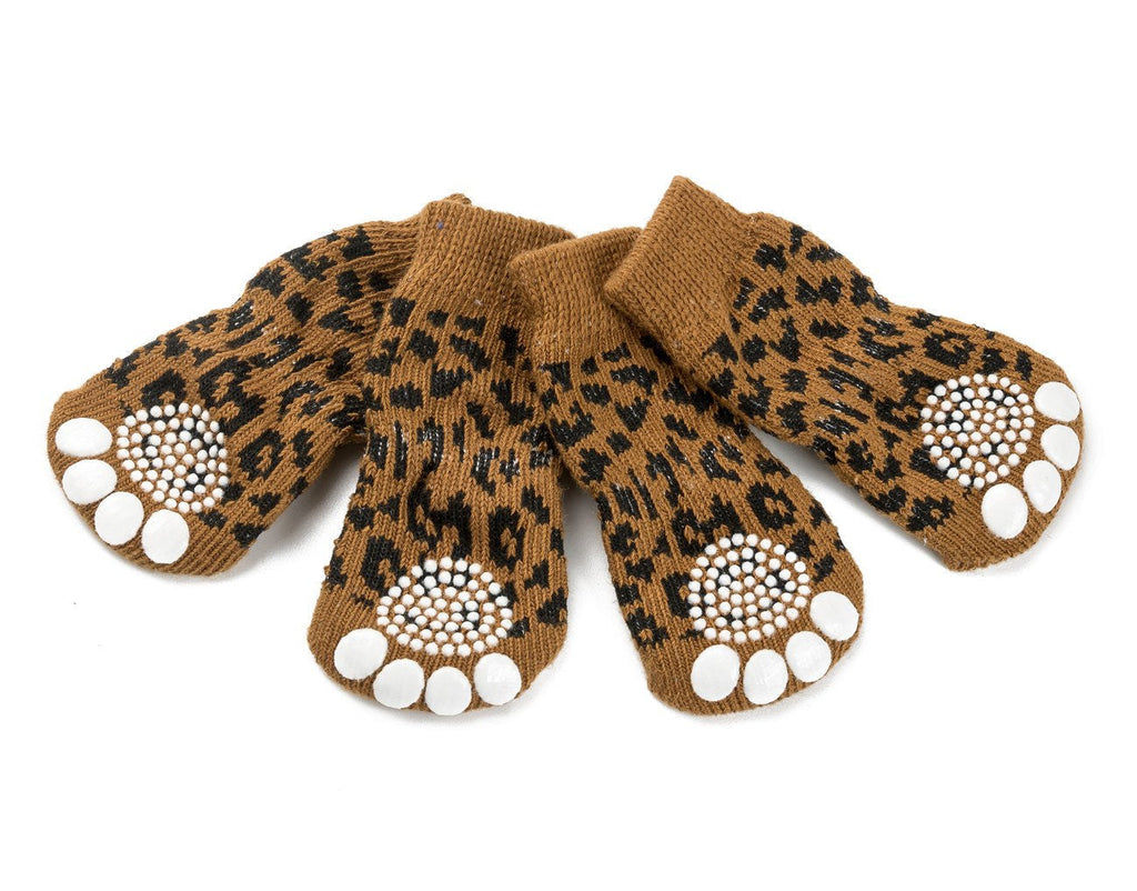 Harfkoko Pet Heroic Anti-Slip Knit Dog Socks&Cat Socks with Rubber Reinforcement, Anti-Slip Knit Dog Paw Protector&Cat Paw Protector for Indoor Wear, Suitable for Small&Medium&Large Dogs&Cats Leopard grain - PawsPlanet Australia
