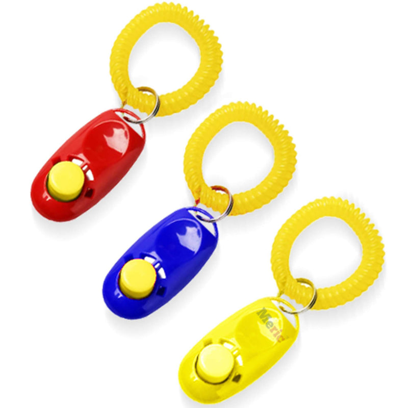 [Australia] - Meric Dog Training Clicker with Wrist Band, Puppy Training Made Easy with a Click, Get Solid Results Fast, Great for House Training and Jumping, Establish Positive Relationship with Your Pup, 3-Pack 