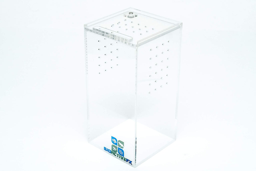 BioactiveFX 0.23 Gallon Magnetic Acrylic 3x3x6 Inch Mini Nano Tall Enclosure Reptile Terrarium Cage Tank Tarantula Scorpion Sling Isopods Lizards Invertebrates Insects Mantis Snake Gecko Frog - PawsPlanet Australia