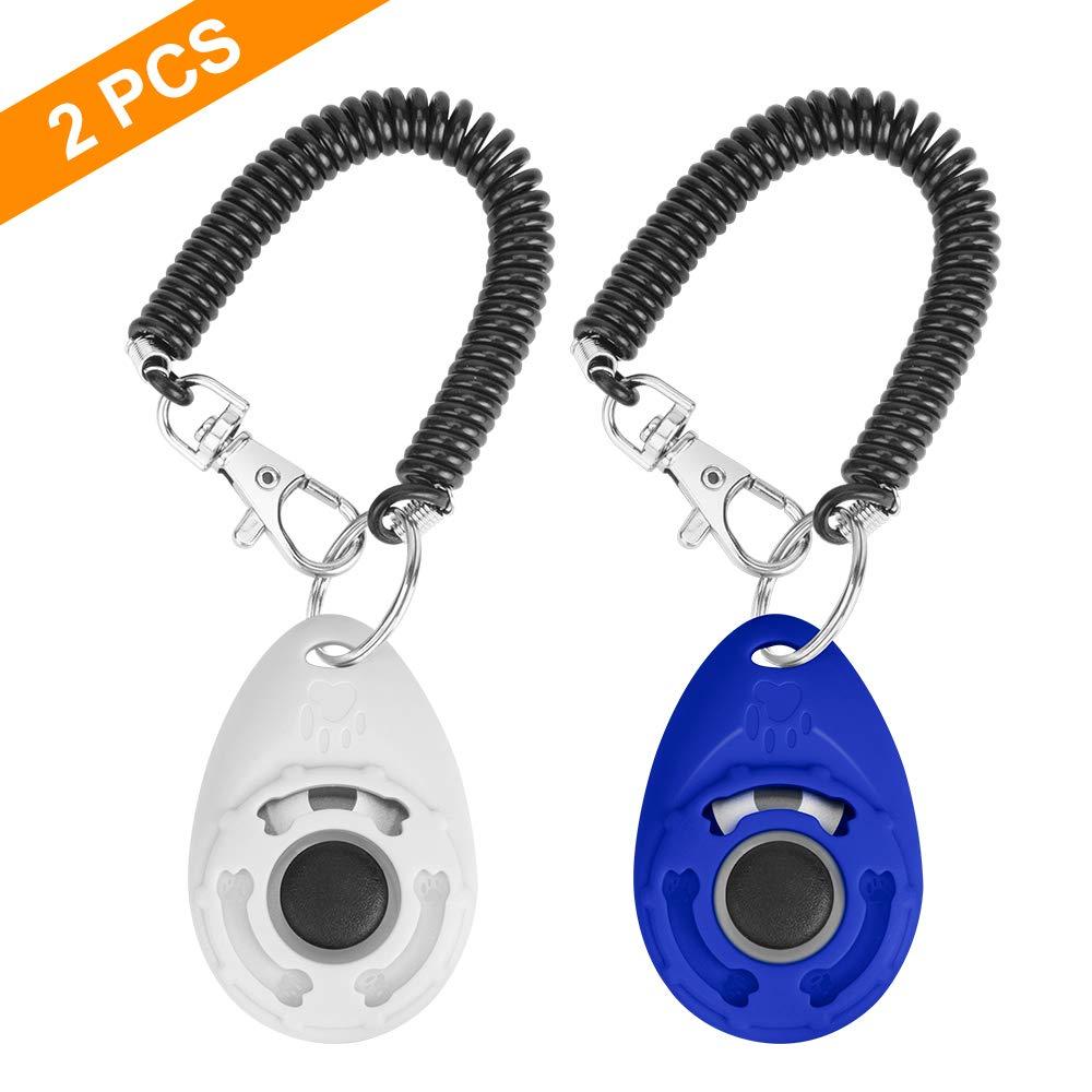 [Australia] - N / A 2PCS Training Clicker for Dogs with Wrist Strap, Dog Cat Clicker Bird Pet Puppy Clicker Training with Big Button, Effective Behavioral Training Tool Easy to Use 