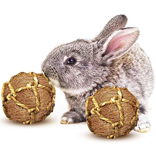 [Australia] - Meric Coconut Fiber Balls for Rabbits, Round Chew Toys, Improves Teeth and Gums, Provides Entertainment, Alleviates Stress and Boredom, Encourages Activity for Optimal Pet Health 2-Pieces 