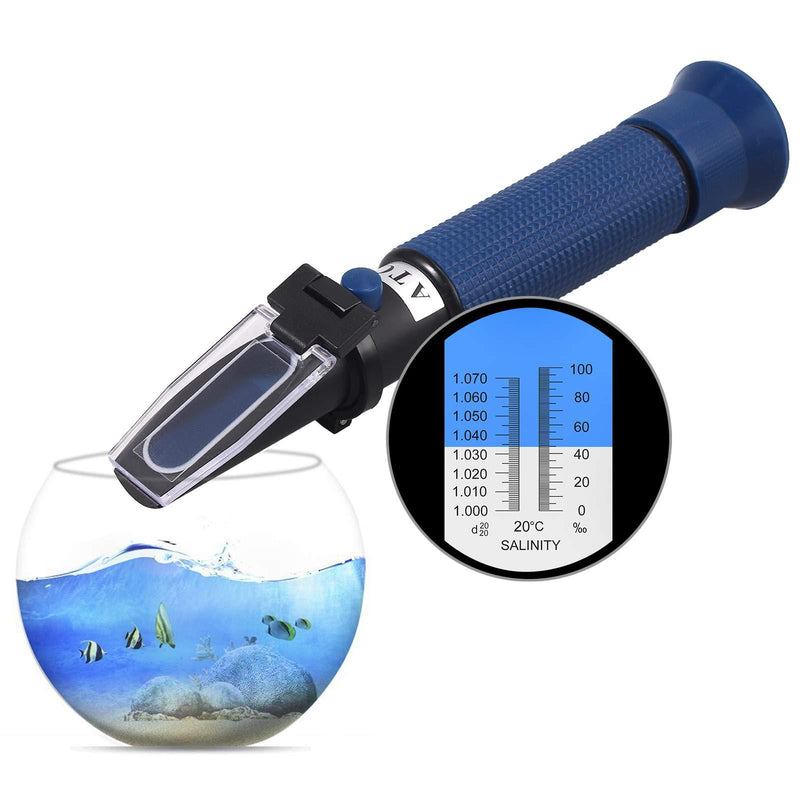 AUTOUTLET Salinity Refractometer for Aquarium Salinity Tester with ATC and Dual Scale 0-100‰ & 1.000-1.070 Specific Gravity Saltwater Tester for Seawater Pool Fish Tank - PawsPlanet Australia