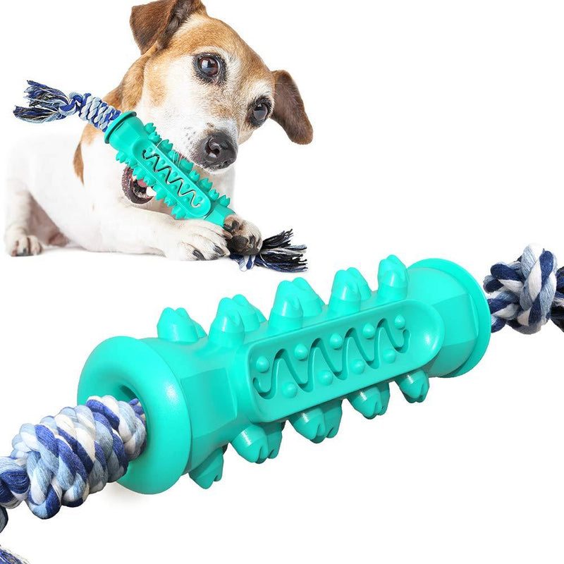 OTAN Dog Toothbrush Chew Toys Doggy Oral Dental Care Durable Rubber Brushing Stick with Cotton Bite Rope for 25-70 LBS Dogs Lake Blue - PawsPlanet Australia