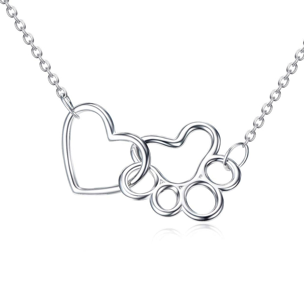 ONEFINITY Paw Print Necklace Sterling Silver Dog Paw Necklace Pet Cat Dog Paw Heart Pendant Jewelry for Women Girls - PawsPlanet Australia