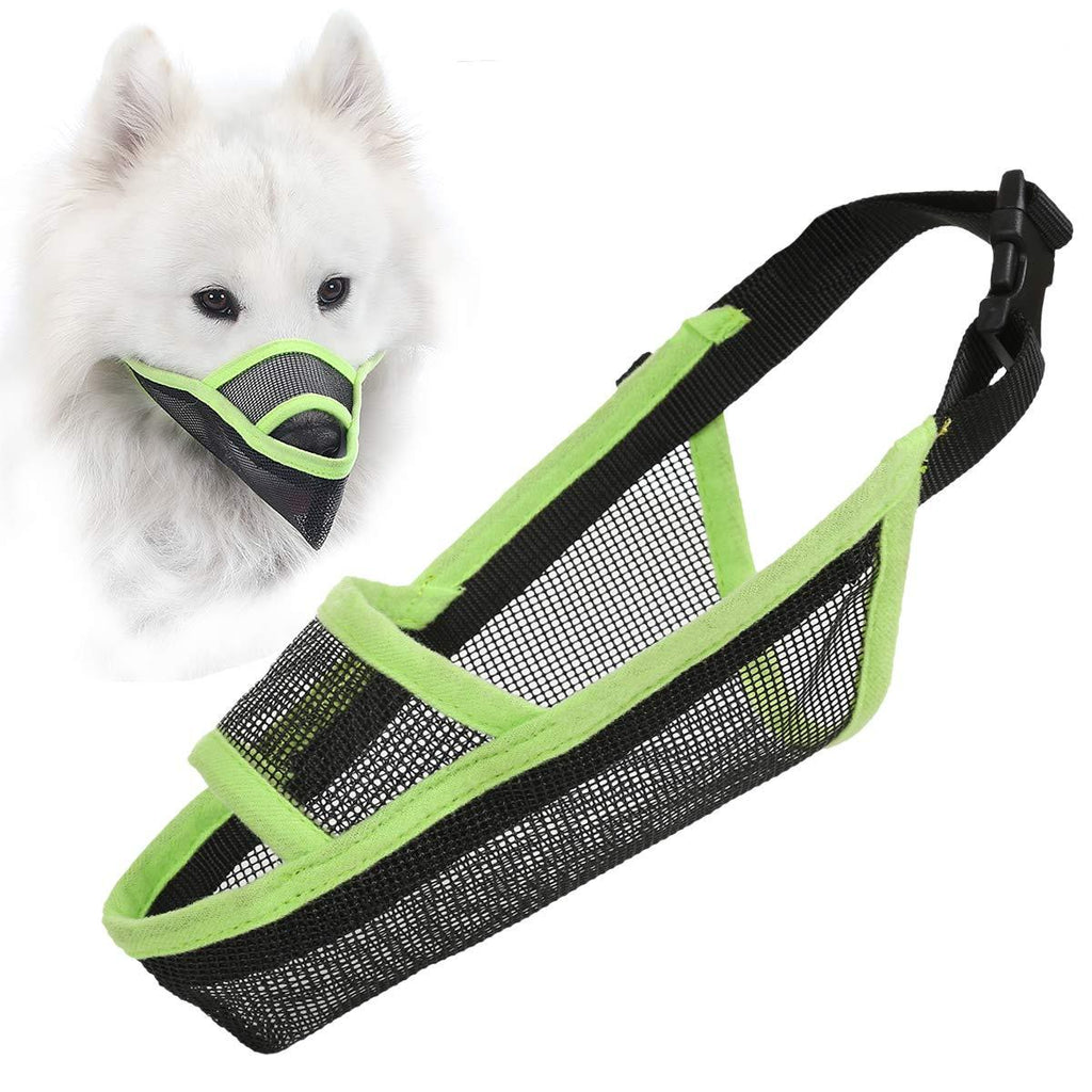 LUCKYPAW Nylon Dog Muzzle for Small Medium Large Dogs, Air Mesh Breathable and Drinkable Pet Muzzle for Anti-Biting Anti-Barking Licking XS Green - PawsPlanet Australia