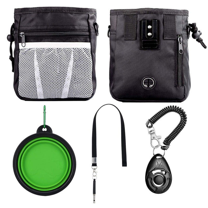 [Australia] - STMK Dog Training Kit, Dog Treat Pouch, Puppy Training Treat Pouch, Dog Collapsible Bowl, Dog Whistle, Dog Clicker, Ideal for Dog Walking, Dog Training, Puppy Training Black 