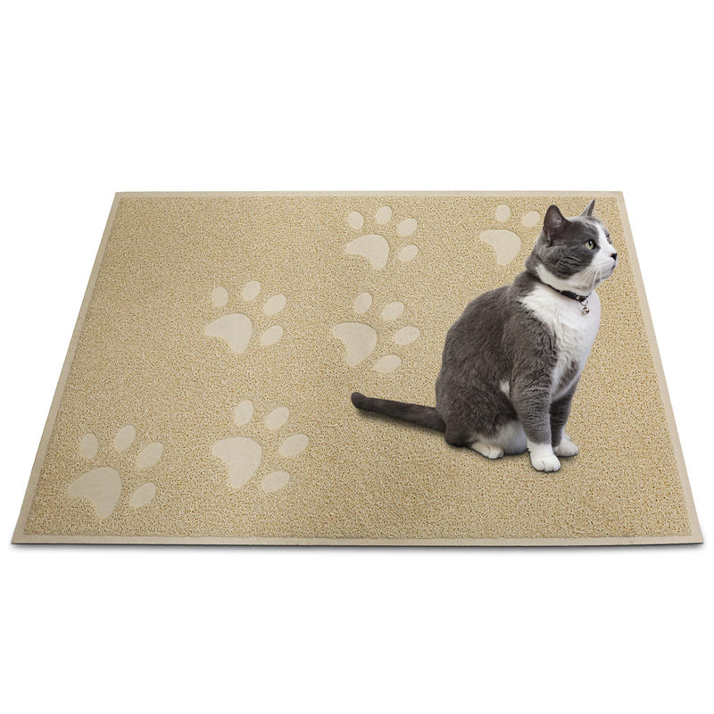 ANDALUS Cat Litter Mat - Kitty Litter Trapping Mat for Litter Boxes - Kitty Litter Mat to Trap Mess, Scatter Control - Washable Indoor Pet Rug and Carpet - Beige, Small (15.75" x 11.75") Small (15.75" x 11.75") - 1 Pack - PawsPlanet Australia