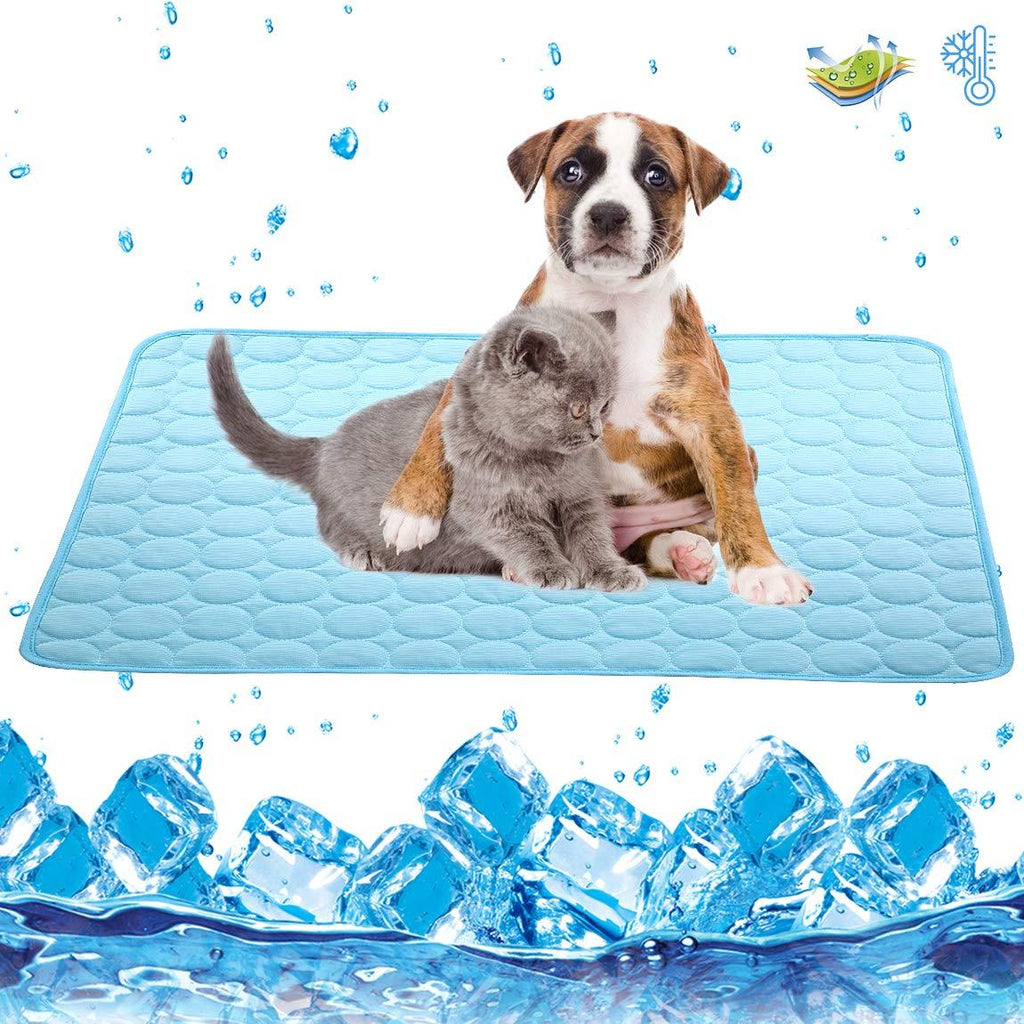 Dog Cooling Mat Large Cooling Pad Machine Washable Summer Cooling Mat for Dogs Cats Kennel Pad Breathable Pet Self Cooling Blanket Dog Crate Sleep Mat (2228IN, Blue) 22*28IN - PawsPlanet Australia