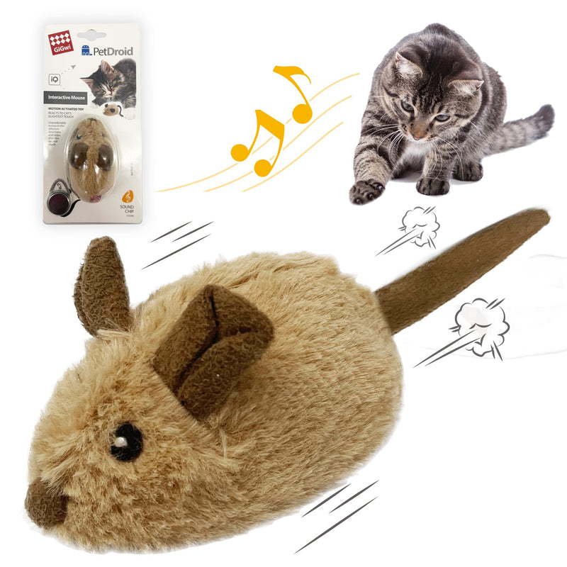 Gigwi Interactive Cat Toy Mouse, Electric Moving Cat Toy with Furry Tail, Automatic Cat Toy Squeaky Mice for Cats Inddor/Outdoor Exercise Brown Mouse (Original) - PawsPlanet Australia