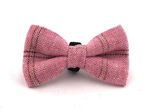 Hugo & Hudson Checked Tweed Dog Bow Tie, Large, Pink - PawsPlanet Australia