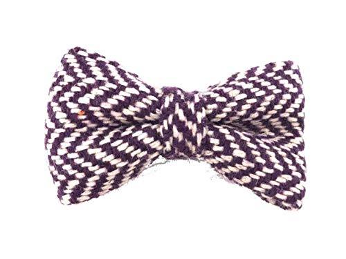 HUGO & HUDSON HHBOW10022-L Herringbone Bow Tie for Dog, Large, Purple - PawsPlanet Australia