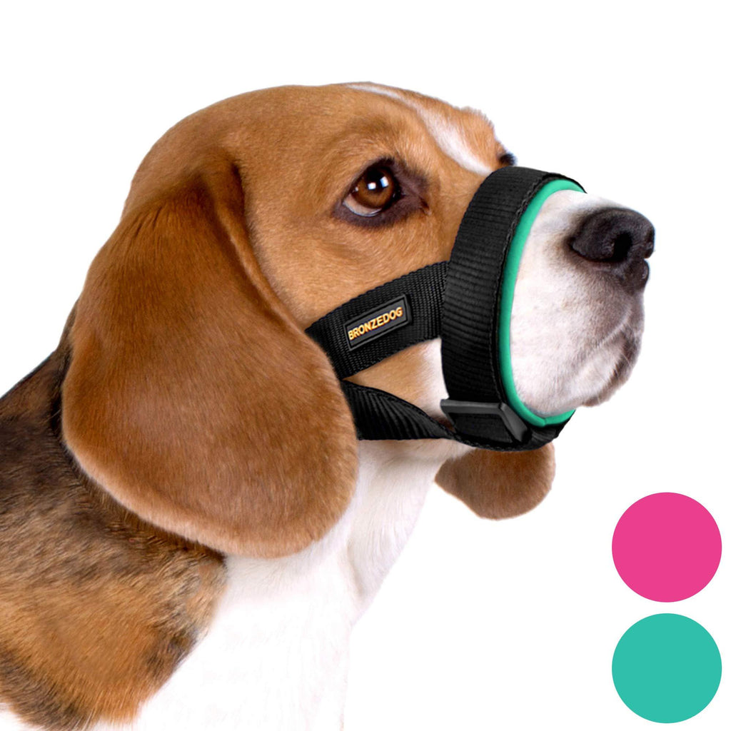 BRONZEDOG Soft Padded Dog Muzzle Adjustable Neoprene Comfort Bitting Chewing Pet Muzzles for Small Medium Large Dogs Puppy (Large, Snout Strap 9"-12", Mint Green) - PawsPlanet Australia