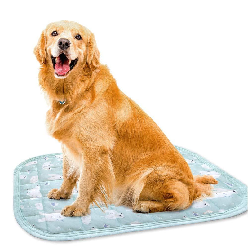 RORA Pet Cooling Mat Breathable Ice Silk Cooling Pad For Dogs Cats With Polar Bear Pattern In Summer Comfortable Soft Cooling Mattress Pad Pet Bed For Kennel Outdoor Car Seats Couches Floors M:20"x16" Green - PawsPlanet Australia