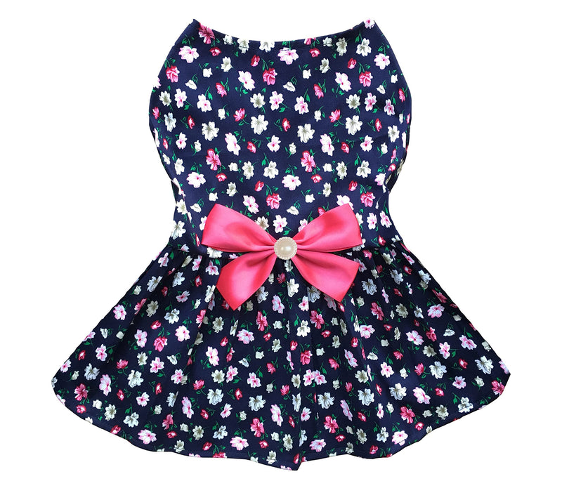 Petroom Puppy Dog Dress,Thin Cute Floral Princess Ribbon Skirt for Small Dogs Cats for Summer 3XS (Chest:10 in, Back:8 in) Dark-red_(Third upgrade) - PawsPlanet Australia