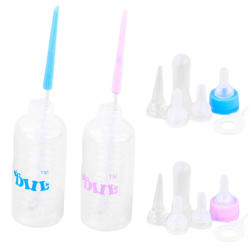 POPETPOP 2Set Kitten Bottles for Nursing - Pet Nursing Bottle Kits - Replacement Nipple Cat Feeding Bottle with Brush Nipple Hole Opener for Newborn Puppies, Rabbits, Small Animals - PawsPlanet Australia