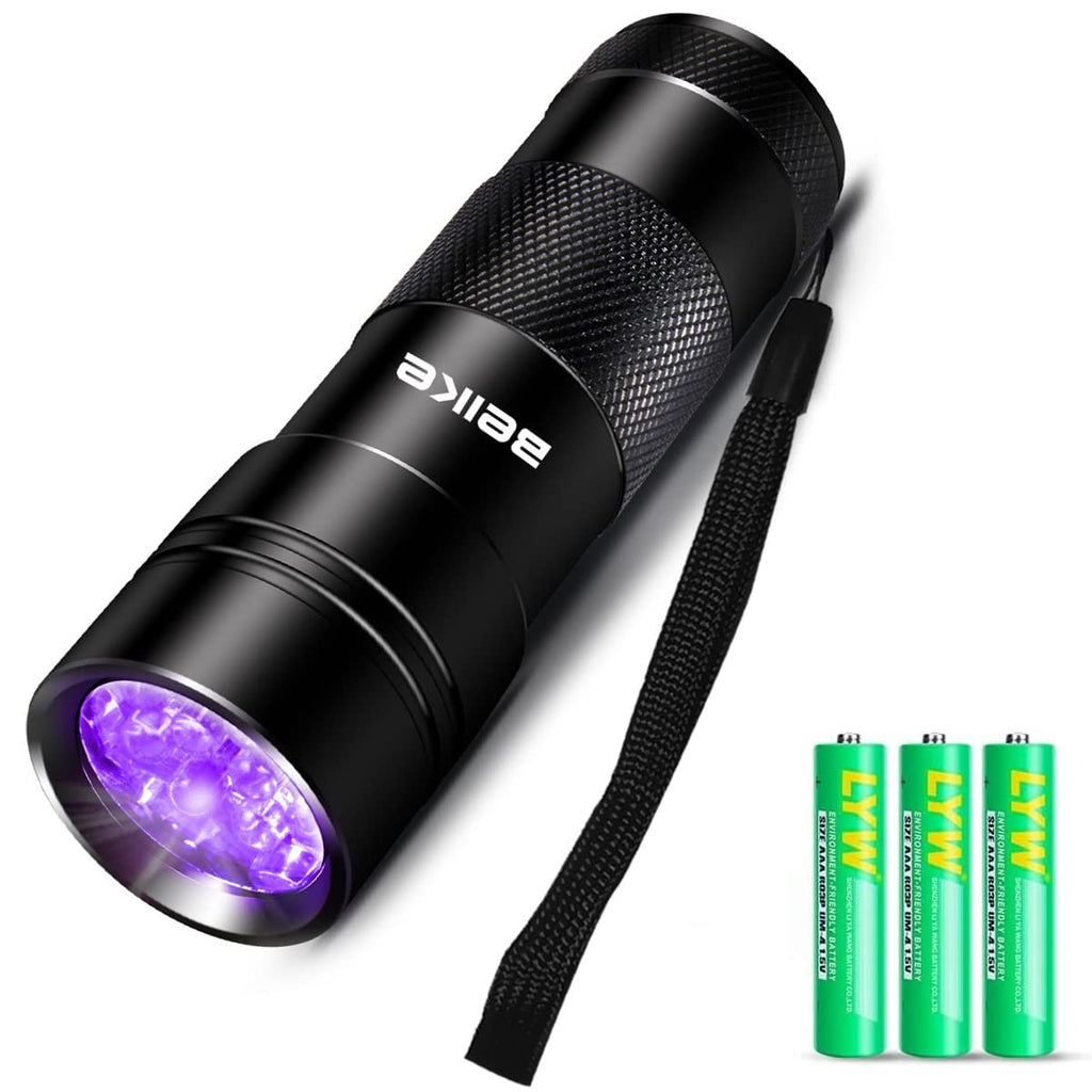 Beike D09 UV Flashlight(Battery Included), 395nm Black Light Flashlight, 12 LED Mini UV Light Flashlight for Pets Urine and Stains - PawsPlanet Australia