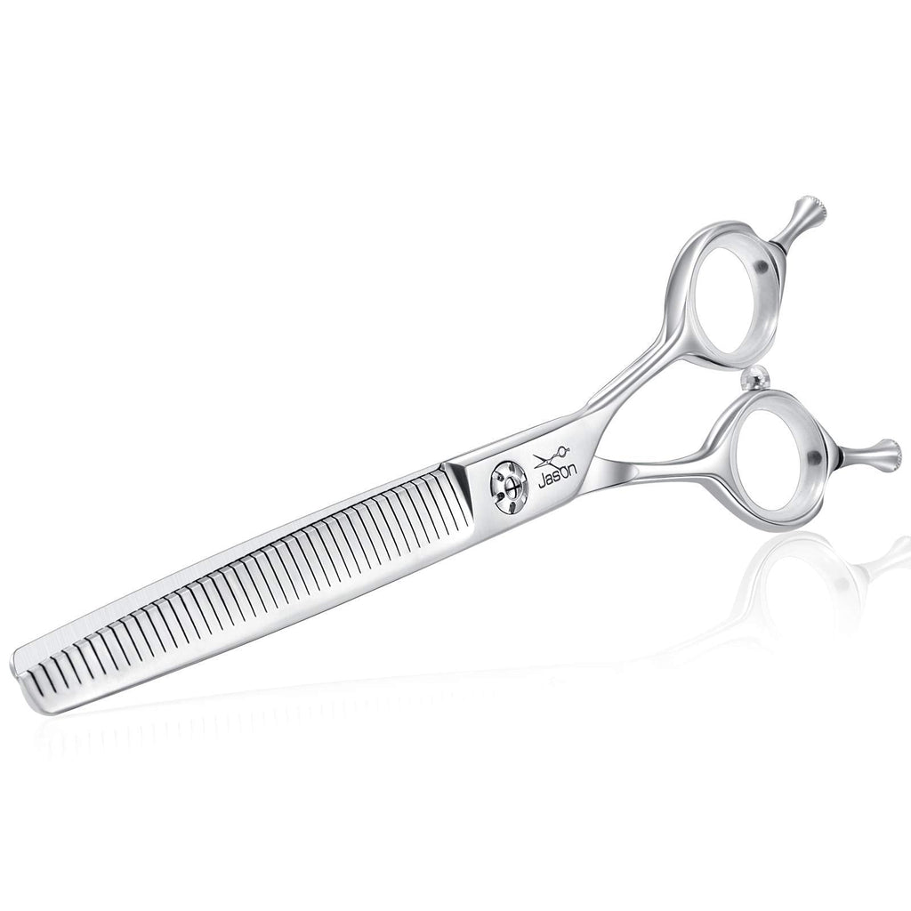 JASON 7" Multipurpose Dog Grooming Scissors, Combines Cutting, Thinning, Blending and Texturizing Features, Reversible Pet Trimming Shears for Right Handed Groomers, JP 440C Silver - PawsPlanet Australia