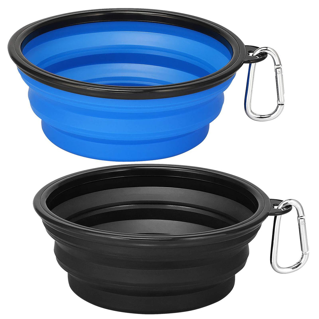 [Australia] - Kytely 2 Pack Extra Large Collapsible Dog Bowls, 34oz Foldable Dog Travel Bowls, Portable Dog Water Food Bowl with Carabiner, Pet Feeding Cup Dish for Traveling, Walking, Parking 