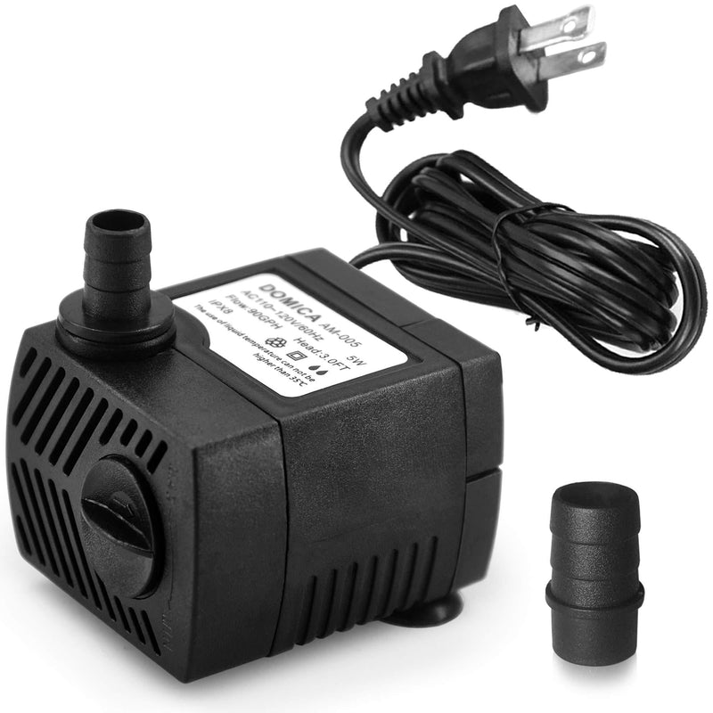 DOMICA 90 GPH Mini Submersible Pump, Small Fountain Pump (5W 350L/H) for Water Feature, Aquariums, Fish Tank, Tabletop Fountain, Pet Fountain, Indoor or Outdoor Pond Fountain - PawsPlanet Australia