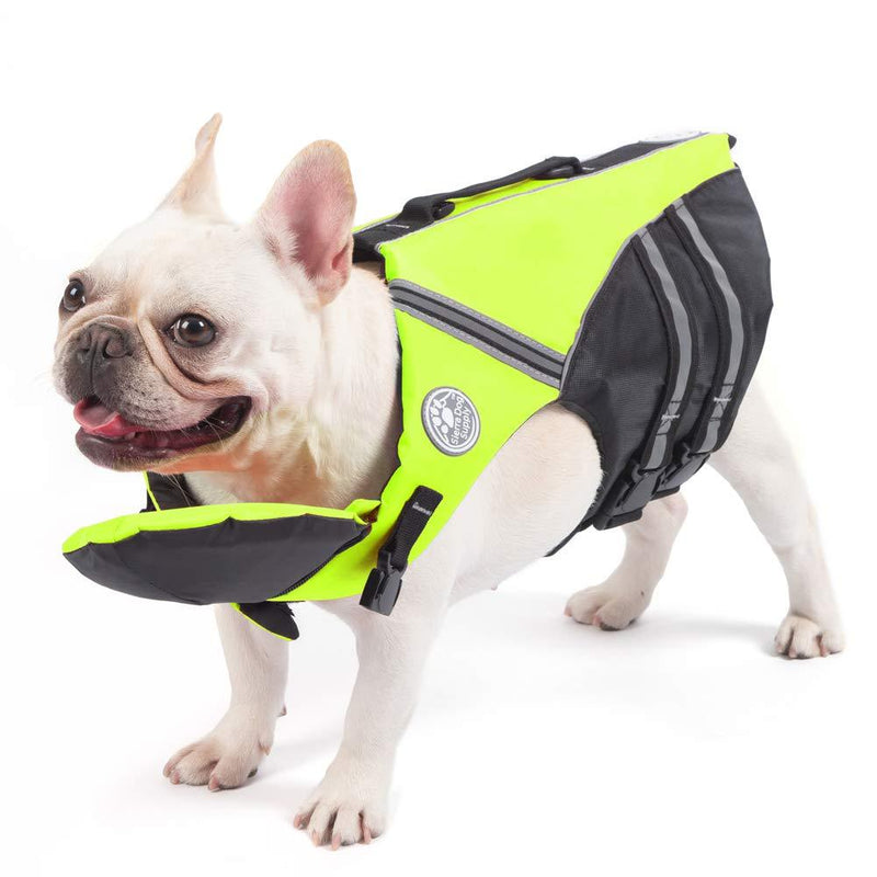 French Bulldog Life Jacket, Pet Life Vest, Dog Lifesaver Preserver with Handle & Reflective, for Swim, Pool, Beach, Boating Green - PawsPlanet Australia
