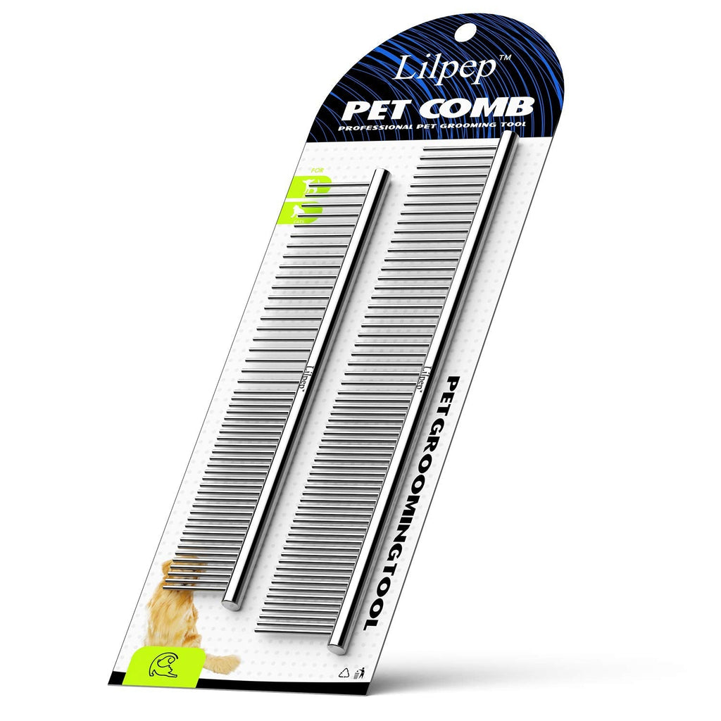 Pet steel comb grooming comb, double-sided stainless steel dog comb, available in 2 different sizes, Lilpep is used for cleaning and massage, grooming, removing tangles, suitable for pet cats and dogs - PawsPlanet Australia