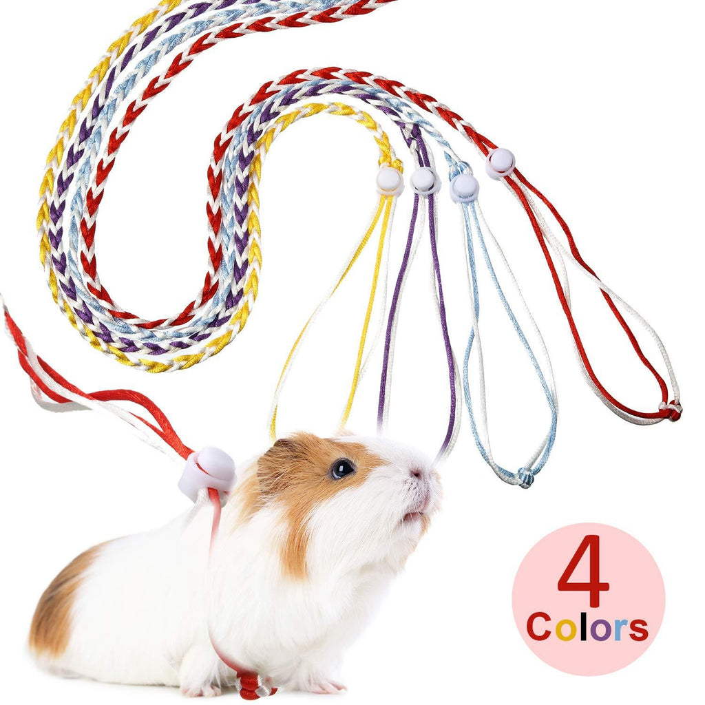 4 Pieces Adjustable Hamster Leash Small Animal Harness Rope Harness Towing Rope for Walking Pet Hamster Squirrel, 4 Colors - PawsPlanet Australia