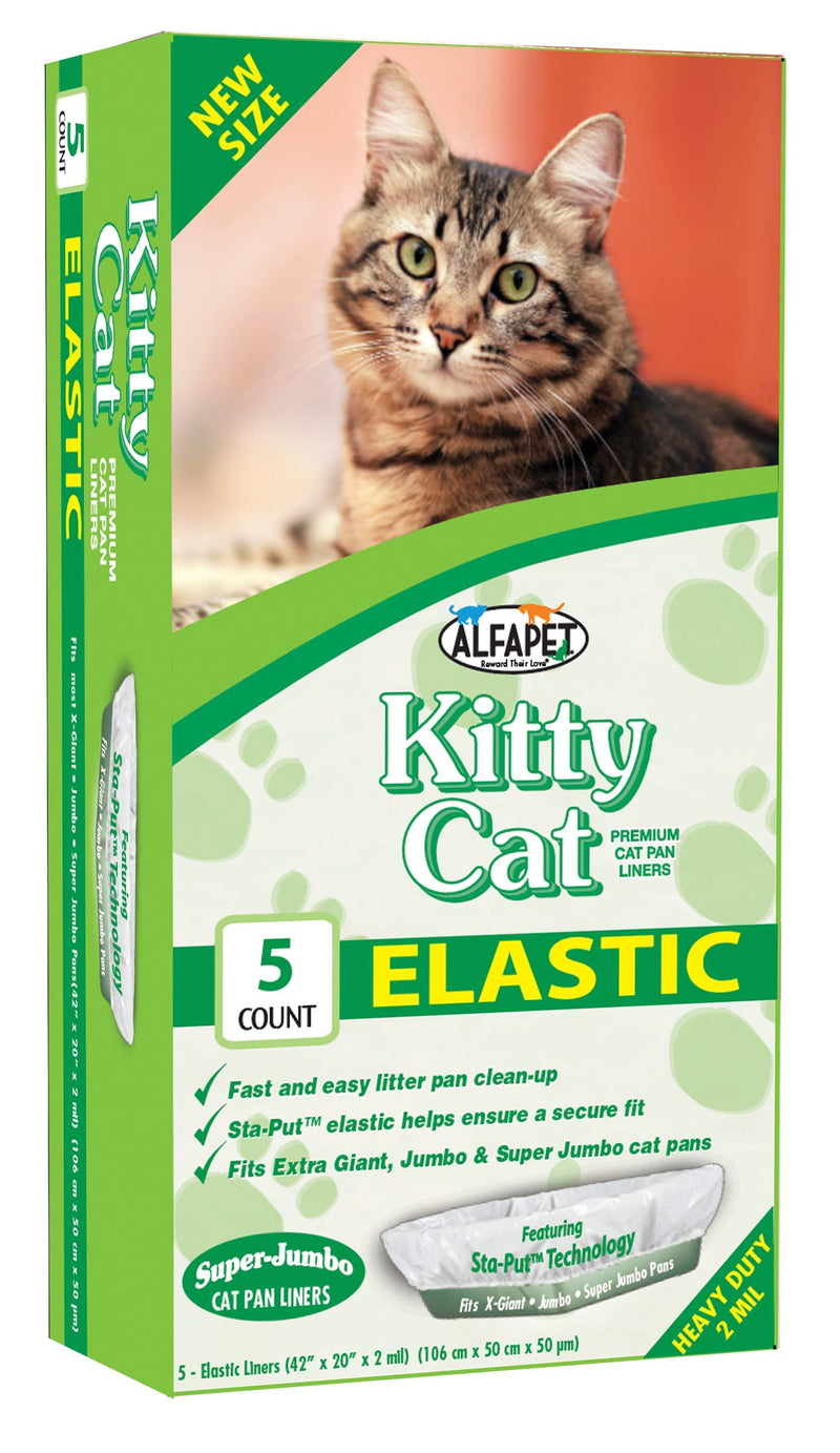 Alfapet Kitty Cat Pan Litter Box Disposable, Elastic Liners-5-Pack-For Extra-Giant, jumbo, super-jumbo Size litter Pans- With Sta-Put Technology for Firm, Easy Fit- Quick + Clever Waste Cleaners - PawsPlanet Australia