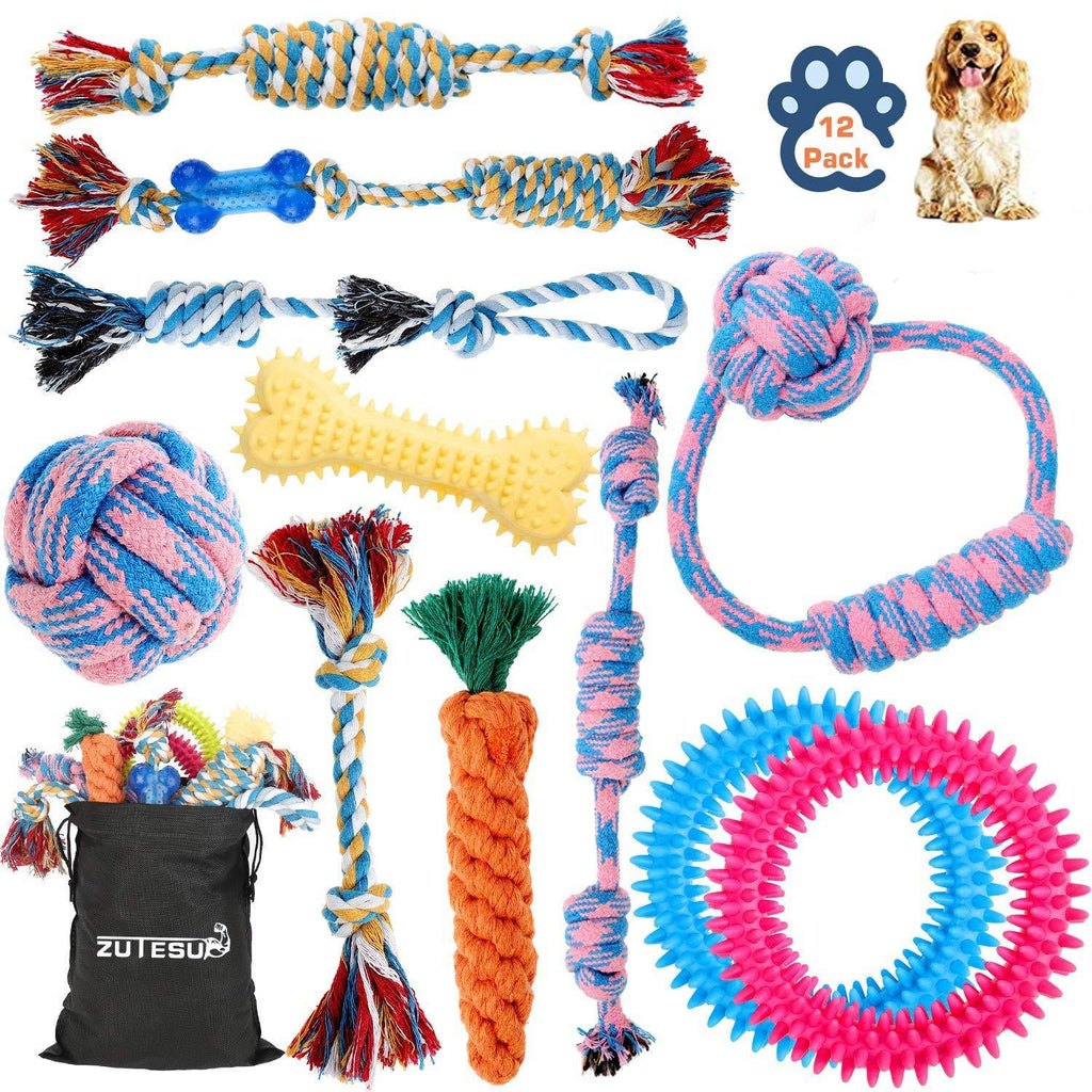 Dog Rope Toy for Puppy Teething, 12 Pack Indestructible Dog Toys for Puppy Chewers, Interactive Tug of War Toys for Puppies Small Dogs Durable Chew Toys for Boredom Chew Teething - PawsPlanet Australia