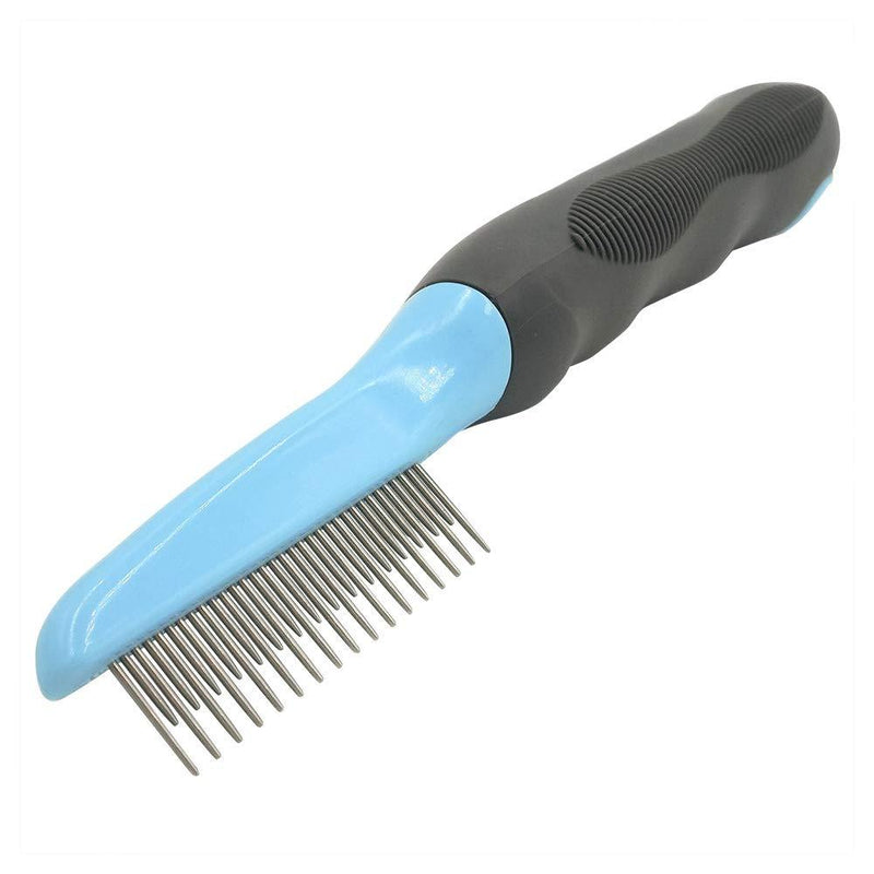 [Australia] - Dog Cat Comb for Grooming Dematting Mats Hair, Cat Brush for Shedding and Grooming Long Haired Cats, Professional Grooming Tool for Removing Tangles and Knots, Cat Dematting Tool Professional with Long & Short Stainless Steel Metal Teeth - Safety Round... 