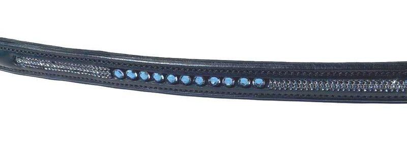 Cwell Equine English Leather Crystal Browband 5/8" Designer chain browband raised at both ends Black Full (104718-19) - PawsPlanet Australia