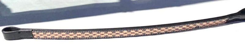 Cwell Equine English Leather Crystal Browband 5/8" with 5 rows chain rectangle peach glass mini crystal Diamonds Black Full (810-18-19) - PawsPlanet Australia