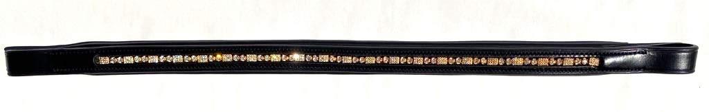 Cwell Equine English Leather Crystal Browband 5/8" Golden Chain Deep set Black Full (1103-18-19) - PawsPlanet Australia