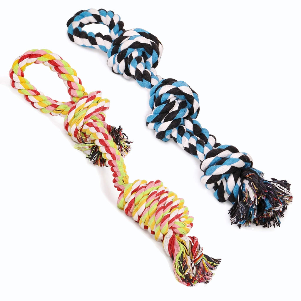 UPSKY Dog Rope Toys Dog Grinding Teeth 2 Nearly Indestructible Dog Toys, Rope Toy for Large Dogs, Dental Cleaning Chew Toys, Dog Tug Toy for Boredom, Dog Rope Toy for Aggressive Chewers (2 Packs) Multi-colored - PawsPlanet Australia