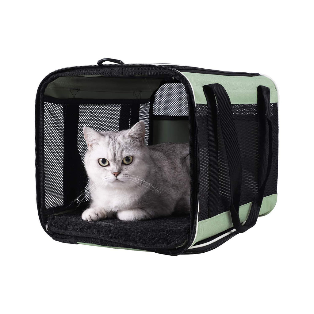 petisfam Top Load Pet Carrier for Large and Medium Cats, Small Dogs. Easy to get cat in, Carry, Storage, Clean and Escape Proof Green - PawsPlanet Australia