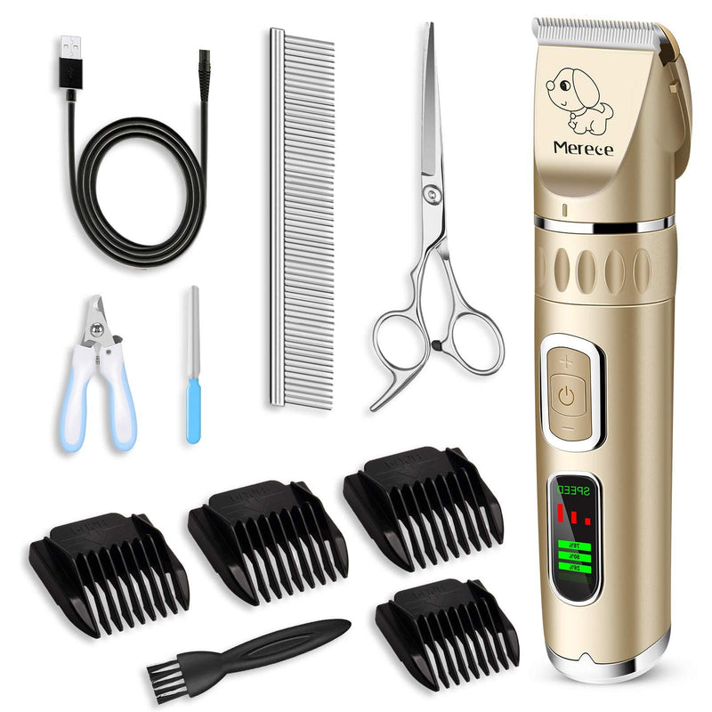 Merece Dog Grooming Shaver Clipper - Dog Hair Trimmer Cordless Rechargeable Pet Grooming Scissors Kit Professional for Cats, Electric Pet Razor Low Noise for Dogs with Thick Coat Small Dog Easy to Use - PawsPlanet Australia