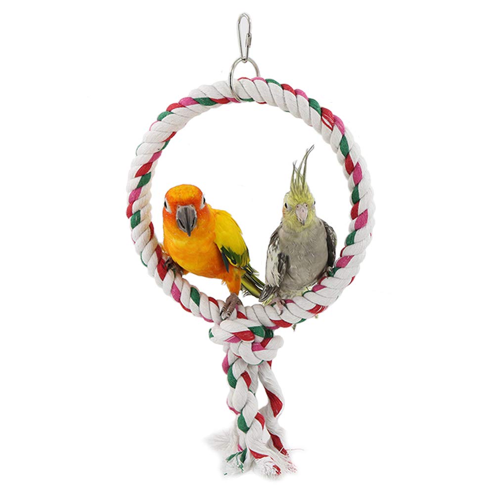 LeerKing Bird Hanging Perches Swings Toy Parrot Circle Ring Cotton Rope Bird Cage Chewing Toys Bungee One Ring - PawsPlanet Australia