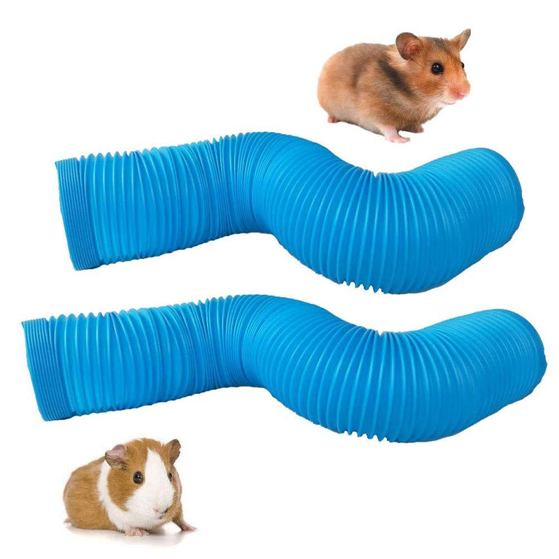 kathson Hamster Tunnels Pet Plastic Tube Tunnel Fun Toys for Puzzle Exercising Hiding Training or Gerbils, Guinea Pigs, Mice, Small Animals(Blue 2 PCS) - PawsPlanet Australia