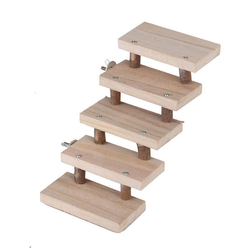 Hamster Ladder,5 Layers Wood Parrot Platform Climbing Ladder Pet Toys Cage Accessories for Dwarf Syrian Hamster Mice Mouse Gerbils - PawsPlanet Australia