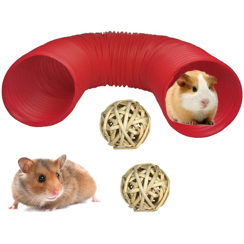 kathson Small Animal Play Tunnel with 2 Pack Play Balls Collapsible Plastic Guinea Pigs Tube,Fun Pet Hamster Tunnel Hideway for Chinchillas Rats and Dwarf Rabbits - PawsPlanet Australia