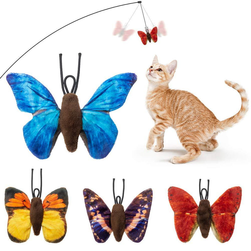 BINGPET Butterfly Catnip Toys for Indoor Cats - Interactive Cat Toys 4 Pack, Refills for Cat Teaser Wand - PawsPlanet Australia