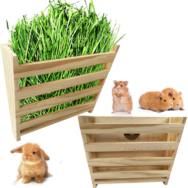 Hamiledyi Guinea Pig Hay Feeder, Bunny Food Wooden Manger Rack Grass Holder for Chinchilla Hamster - PawsPlanet Australia