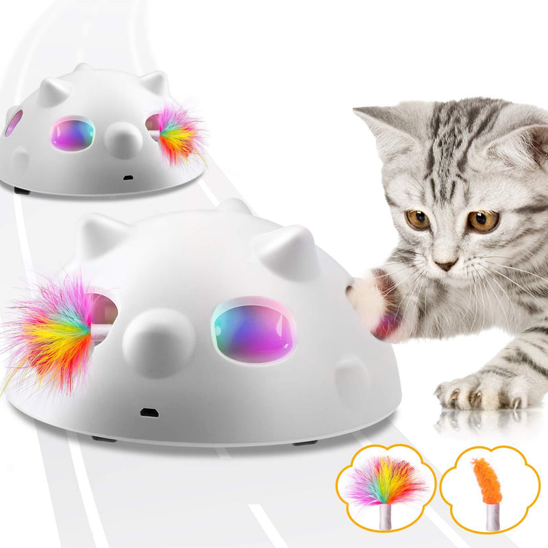 Biilaflor Peek-A-Boo Interactive Cat Toy, Low Noise Electronic Cat Toys with 900Mah Rechargeable Battery &3 Speed Model, 360°Self Rolling Feather Robotic Cat Toy for Indoor Cats - PawsPlanet Australia