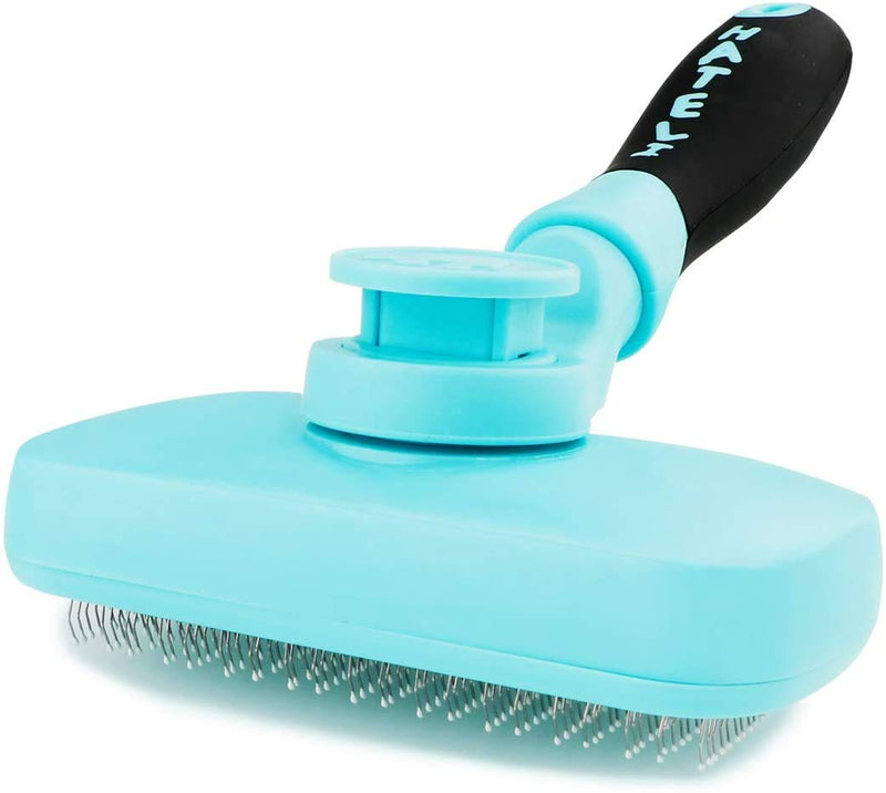 HATELI Self Cleaning Slicker Brush for Cat & Dog - Cat Grooming Brushes for Shedding Removes Mats, Tangles and Loose Hair Suitable Cat Brush for Long & Short Hair (360°Blue) 360°Blue - PawsPlanet Australia