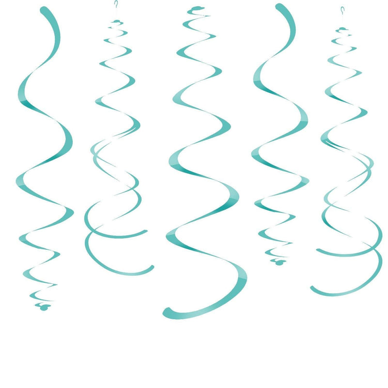 WEVEN Teal Party Hanging Swirl Decorations Plastic Streamer for Ceiling, Pack of 28 - PawsPlanet Australia