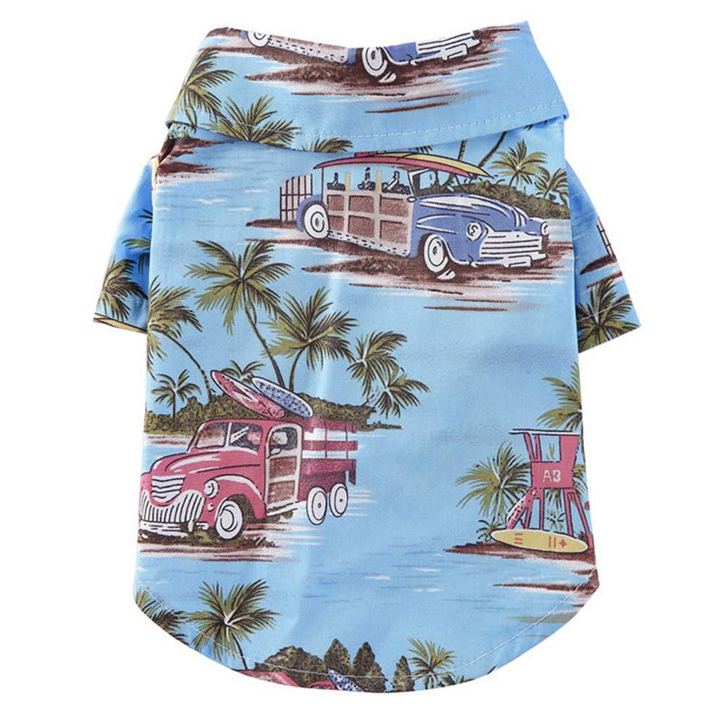 Tangpan Hawaiian Beach Coconut Tree Print Dog Shirt Summer Camp Shirt Clothes Medium Light Blue - PawsPlanet Australia