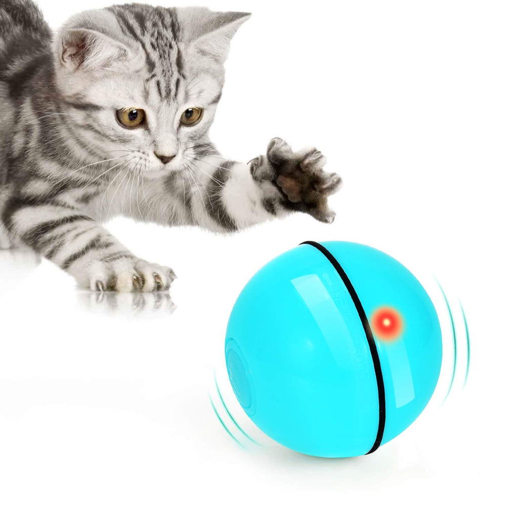 Interactive Cat Toys Ball with LED Light, 360 Degree Self Auto Rotating Intelligent Ball, Smart USB Rechargeable Spinning Cat Ball Toy,Stimulate Hunting Instinct Kitten Funny Chaser Roller Pet Toy Blue - PawsPlanet Australia